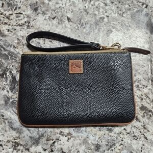 Dooney & Bourke Black and Brown Leather Wristlet